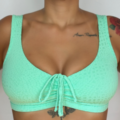 Top Fitness com Laço Power Jacquard Verde Água