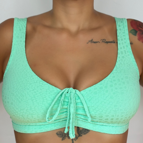 Top Fitness com Laço Power Jacquard Verde Água