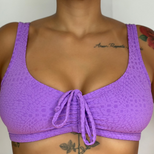 Top Fitness com Laço Power Jacquard Grape
