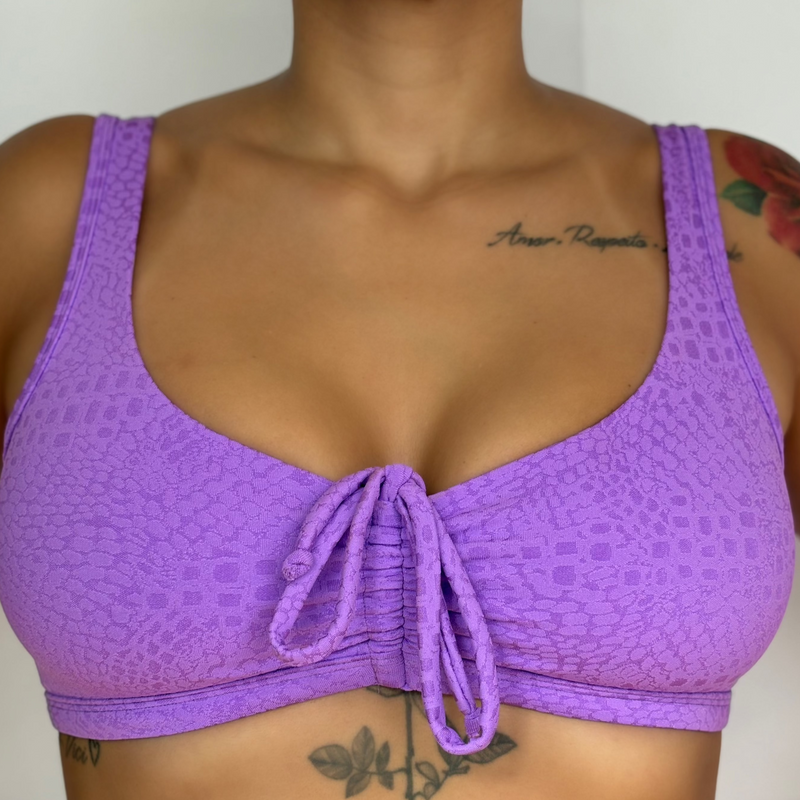 Top Fitness com Laço Power Jacquard Grape