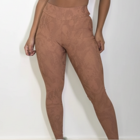 Calça Legging Fitness Wave Jacquard Marrom