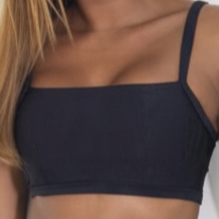 Top Fitness Reto Uma Faixa Wave Jacquard Preto