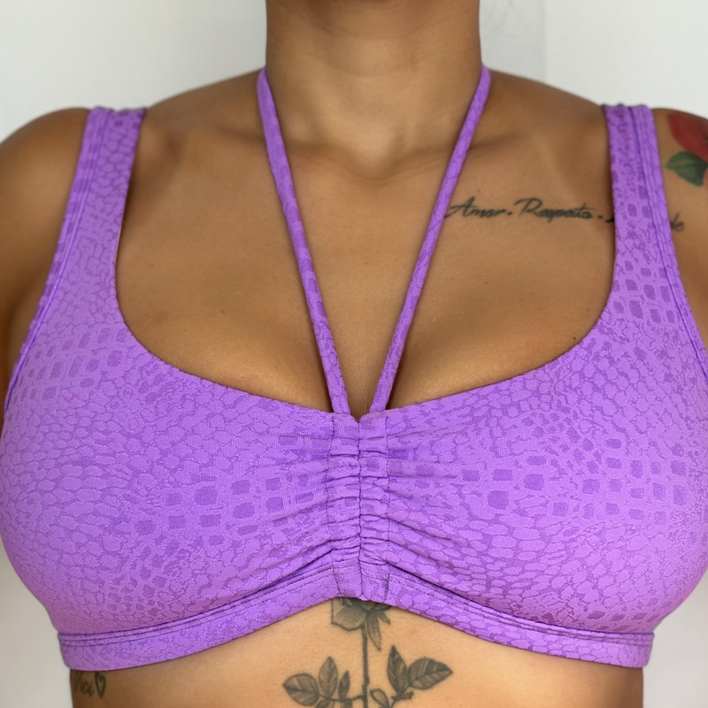 Top Fitness com Laço Power Jacquard Grape