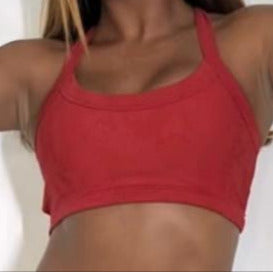 Top Fitness Cruzado 4 Faixas Wave Jacquard Vermelho